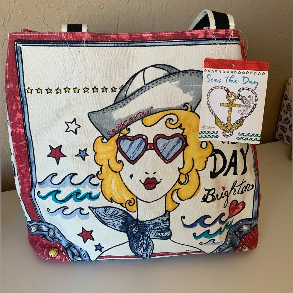 Brighton Red and White Tote Bag